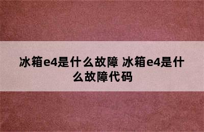 冰箱e4是什么故障 冰箱e4是什么故障代码